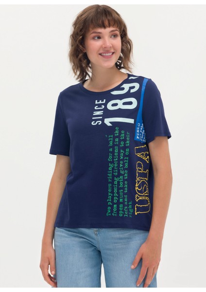 Yuvarlak Yaka Lacivert Kadın T-Shirt GORE