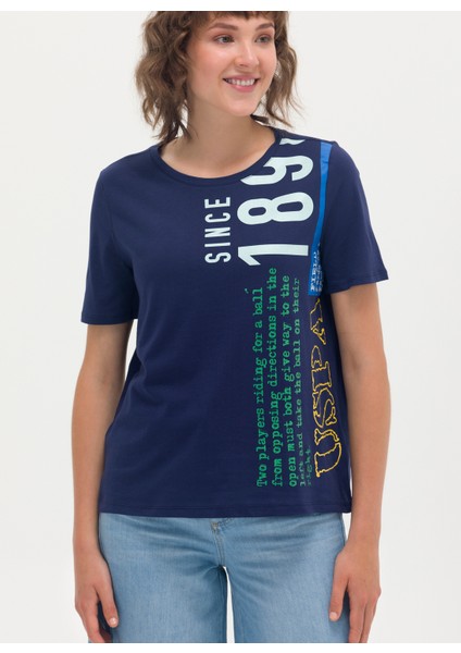 Yuvarlak Yaka Lacivert Kadın T-Shirt GORE modelleri