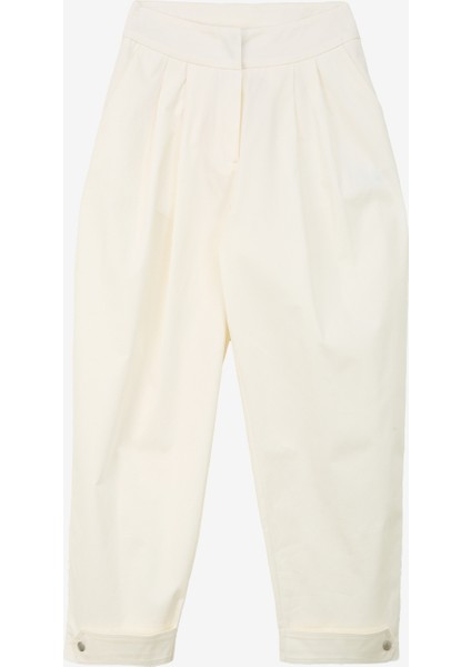 Yüksek Bel Bol Kesim Krem Kadın Pantolon SPBF4SL-PNT5052