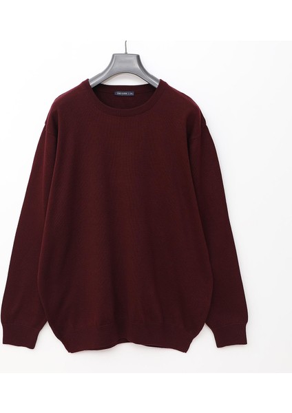 Erkek Uzun Kol Bisiklet Yaka büyük beden Sweat - B180856 - Koyu Bordo