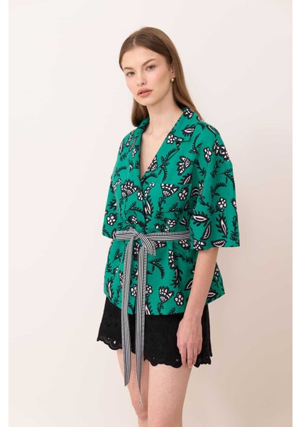 Beli Kuşaklı Keten Gömlek Standart Renk Y2416014_089 modelleri