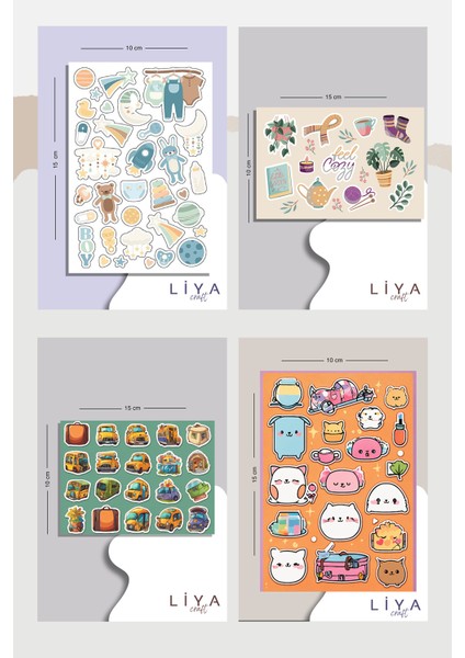 10 Sayfa Sevimli Hayvan Sticker Set -Planner Ajanda Bullet Journal Için Uygun Set
