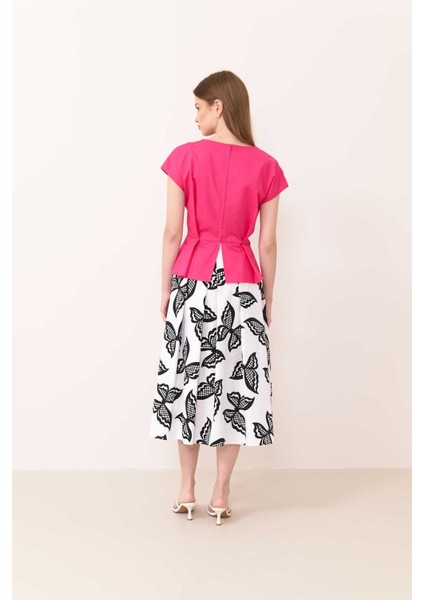 Drape Detaylı Peplum Poplin Bluz Fuşya Y2413026_003 fiyatları