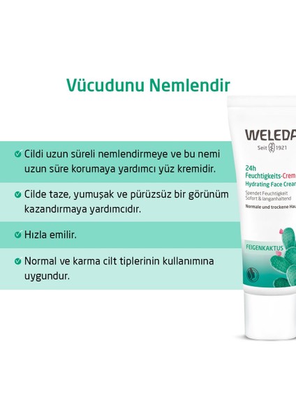 Cactus 24h Organik Nemlendirici Yüz Kremi 30ml