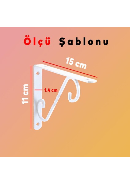 Raf Altı Raf Tutucu Ayak Ferforje Beyaz Ayarlı 150X110 mm 2 Adet