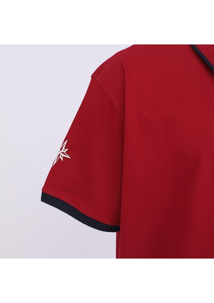 Erkek Büyük Beden Kısa Kol Baskılı Polo Yaka Tişört - BPL-400220 - Bordo