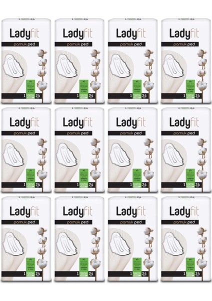 Ladyfit Pamuk Ped Normal 12 Li Set (12 Paketx24)