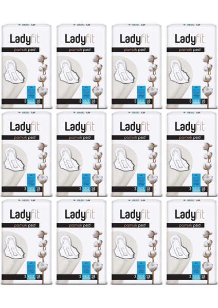 Ladyfit Pamuk Ped Gece 12 Li Set (12 Paketx18)