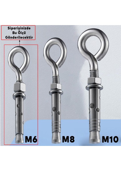 Kancalı Çelik Dübel M6 (5 Adet) Salıncak Boks Torbası Lamba Avize Için Gömlekli Kapalı Ağız Kanca fırsatları