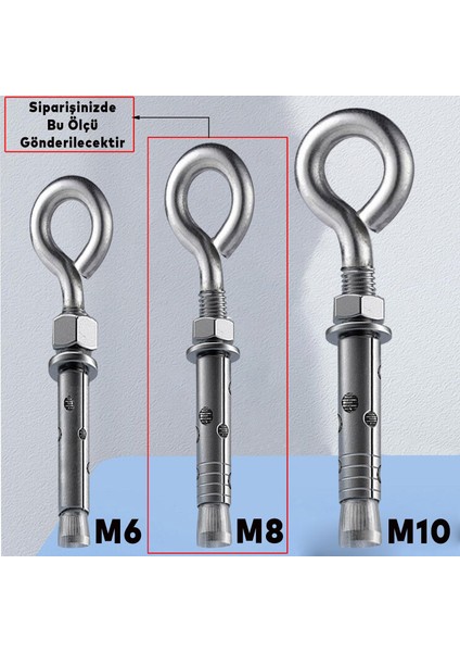 Kancalı Çelik Dübel M8 (5 Adet) Salıncak Boks Torbası Lamba Avize Için Gömlekli Kapalı Ağız Kanca fırsatları