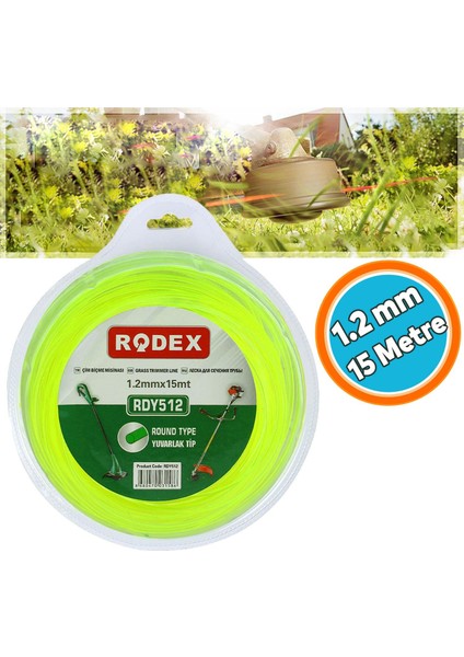 Misina Motorlu Tırpan Yuvarlak Misina 1.2 mm 15 Metre Çim Ot Biçme Teli