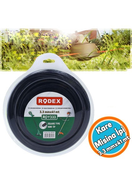 Misina Motorlu Tırpan Kare Misina 3.3 mm 41 Metre Çim Ot Biçme Teli