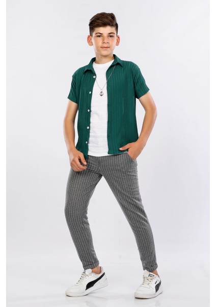 Erkek Çocuk Gömlek-T-Shirt ve Pantolon 3 Lü Takım VF24KMR5101314
