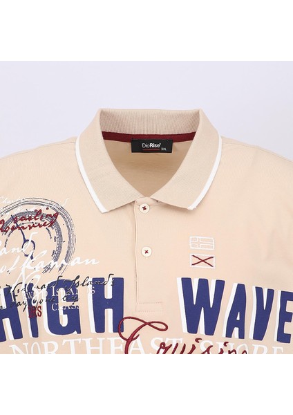 Erkek Kısa Kol Polo Yaka Baskılı Büyük Beden T-Shirt - BPL-400377 - Bej fiyatları