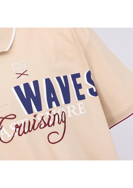 Erkek Kısa Kol Polo Yaka Baskılı Büyük Beden T-Shirt - BPL-400377 - Bej fırsatları