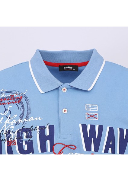 Erkek Kısa Kol Polo Yaka Baskılı Büyük Beden T-Shirt - BPL-400337 - Mavi fiyatları