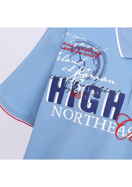 Erkek Kısa Kol Polo Yaka Baskılı Büyük Beden T-Shirt - BPL-400337 - Mavi fırsatları