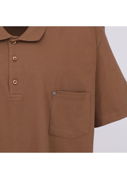 Erkek Büyük Beden Kısa Kol Polo Yaka Tişört BPL-4004309 Açık Kahverengi fiyatları