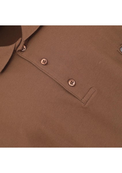 Erkek Büyük Beden Kısa Kol Polo Yaka Tişört BPL-4004309 Açık Kahverengi modelleri