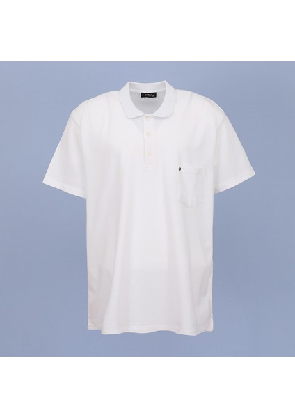 Erkek Büyük Beden Kısa Kol Polo Yaka Tişört - BPL-400434 - Beyaz