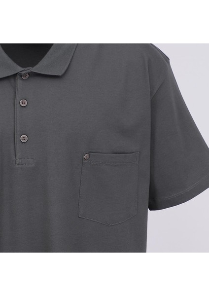 Erkek Büyük Beden Kısa Kol Polo Yaka Tişört - BPL-400412 - Füme fiyatları