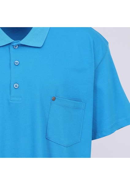 Erkek Büyük Beden Kısa Kol Polo Yaka Tişört - BPL-4004307 - Koyu Turkuaz modelleri