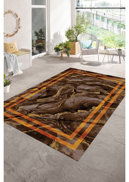 Dijital Baskılı Kaymaz Taban Yıkanabilir Mermer Yolluk Mutfak Salon Halısı, N-Mermer-04-Kahve, modelleri