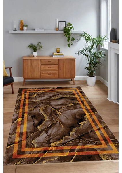 Dijital Baskılı Kaymaz Taban Yıkanabilir Mermer Yolluk Mutfak Salon Halısı, N-Mermer-04-Kahve, indirimleri