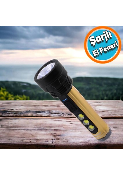 El Feneri Şarjlı LED Işıldak Kamp Lambası 1500 Mah Gece Aydınlatma 3 W 3 W Beyaz Işık