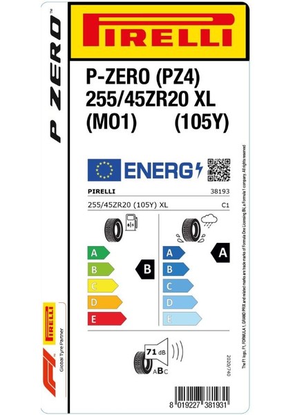 255/45 R20 105Y Xl P Zero Pz4 Mo1 Oto Yaz Lastiği (Üretim Yılı: 2023) fiyatları