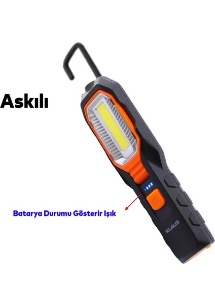 El Feneri Mıknatıslı Iş Lambası Askılı Işıldak Kamp Lambası Şarjlı Gece Lambası LED 3+5 W