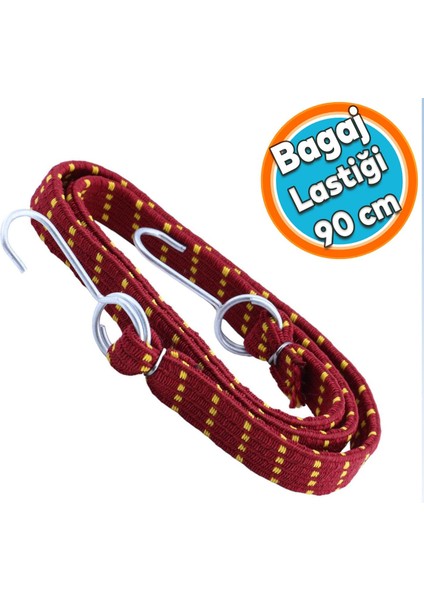 Oto Araç Araba Bagaj Lastiği Geniş Kancalı Bisiklet Sabitleme Yük Taşıma Lastik 20 mm x 90 cm