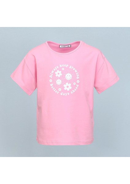 Kız Çocuk Kısa Kol Tshirt - 3249955 - Pembe