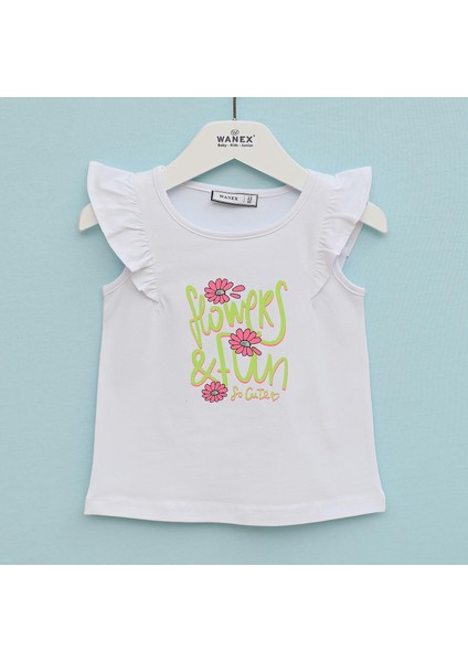 Kız Çocuk Kısa Kol Tişört - 32422 - Beyaz