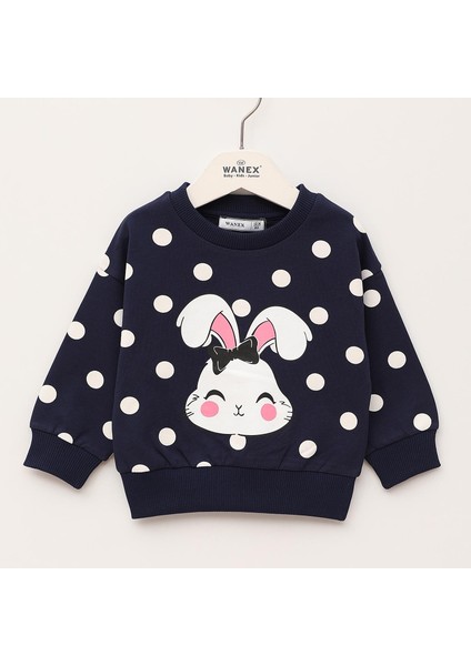 Kız Çocuk Uzun Kol Tişört - 32511 - Lacivert