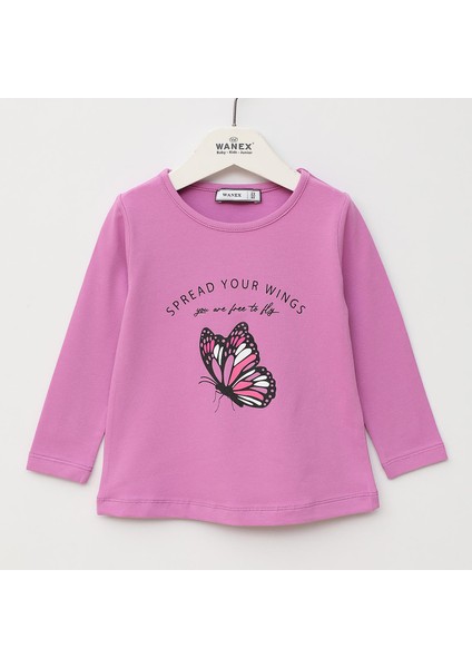 Kız Çocuk Uzun Kollu İnce Tişört - 32429 - Lila