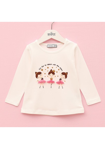 Kız Tshırt - Kız Tshırt - Uzun Kol-Ince - 3243435 - Vanilya