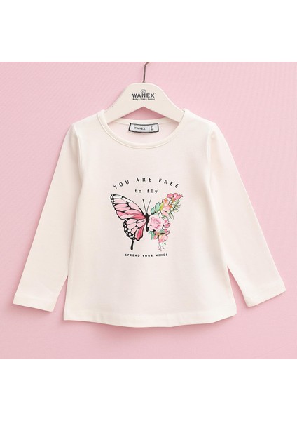 Kız Tshırt - Bisiklet Yaka - Uzun Kol-Ince - 3238935 - Vanilya