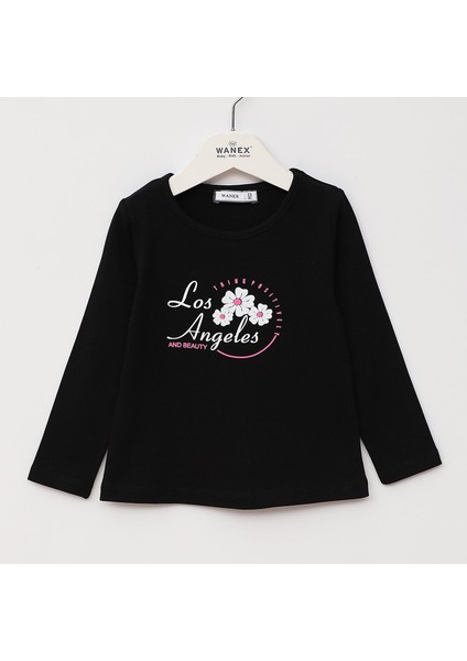 Kız Tshırt - Kız Tshırt - Uzun Kol-Ince - 3244611 - Siyah