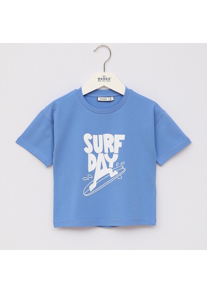 Kız Çocuk Kısa Kol Tişört - 1689937 - Mavi