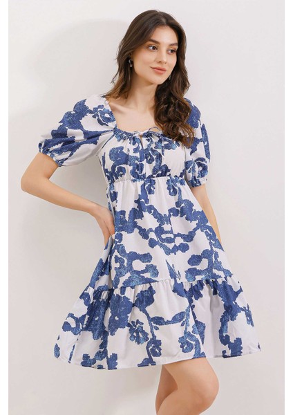 2351 Kloş Poplin Elbise - D.lacivert