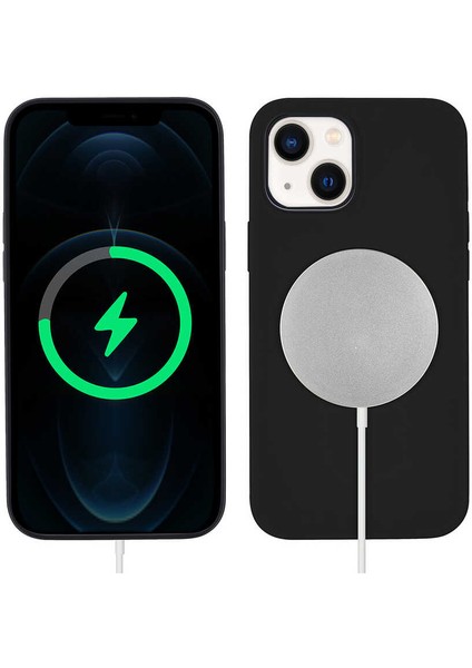 Apple iPhone 13 - Uyumlu Zore Silksafe Wireless Kapak-Siyah