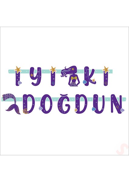 Pırıltılı Deniz Kızı Iyiki Doğdun Banner, 2 mt