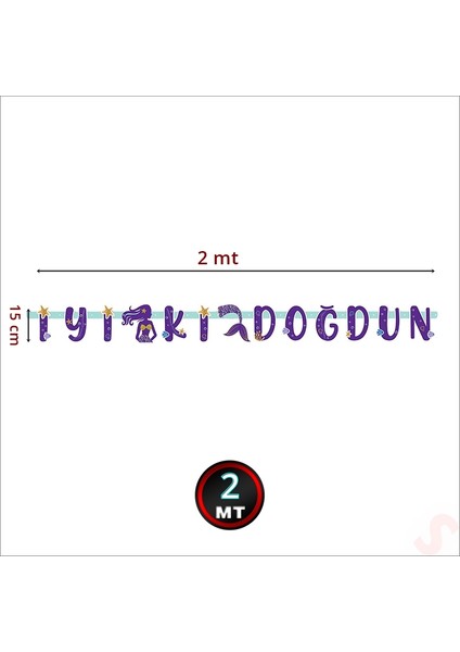 Pırıltılı Deniz Kızı Iyiki Doğdun Banner, 2 mt fiyatları