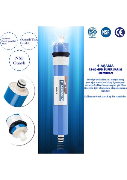 Açık Kasa Su Arıtma Cihazı 80 Gpd Süper Membranlı 5 Aşama Yıllık Bakım Filtre Seti indirimleri