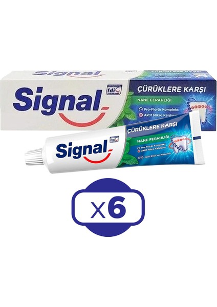 Çürüklere Karşı Nane Ferahlığı 50 Ml Diş Macunu X 6 Adet