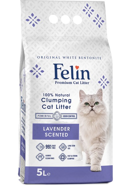 Lavanta Kokulu Topaklanan İnce Taneli Kedi Kumu 5l