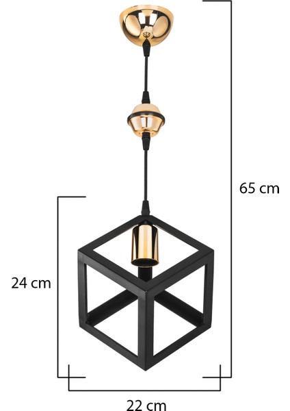 Küp Siyah Küre Gold Avize