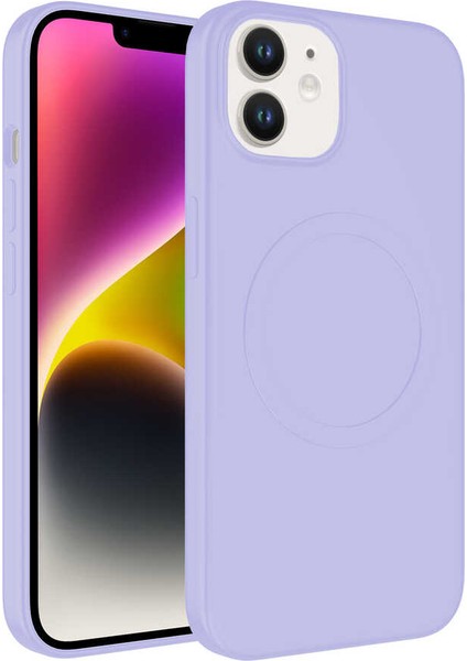 Apple iPhone 11 - Uyumlu Magsafe Wireless Şarj Özellikli Pastel Renk Silikon Zore Plas Kapak-Lila