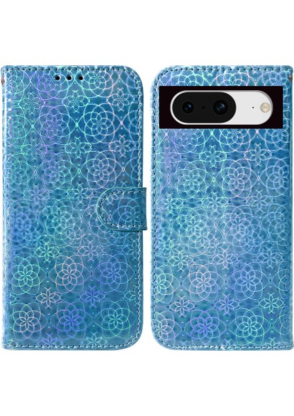 Google Piksel 8 Premium Pu Deri Glitter Renkli Standı Tutucu Için Kılıf (Yurt Dışından)